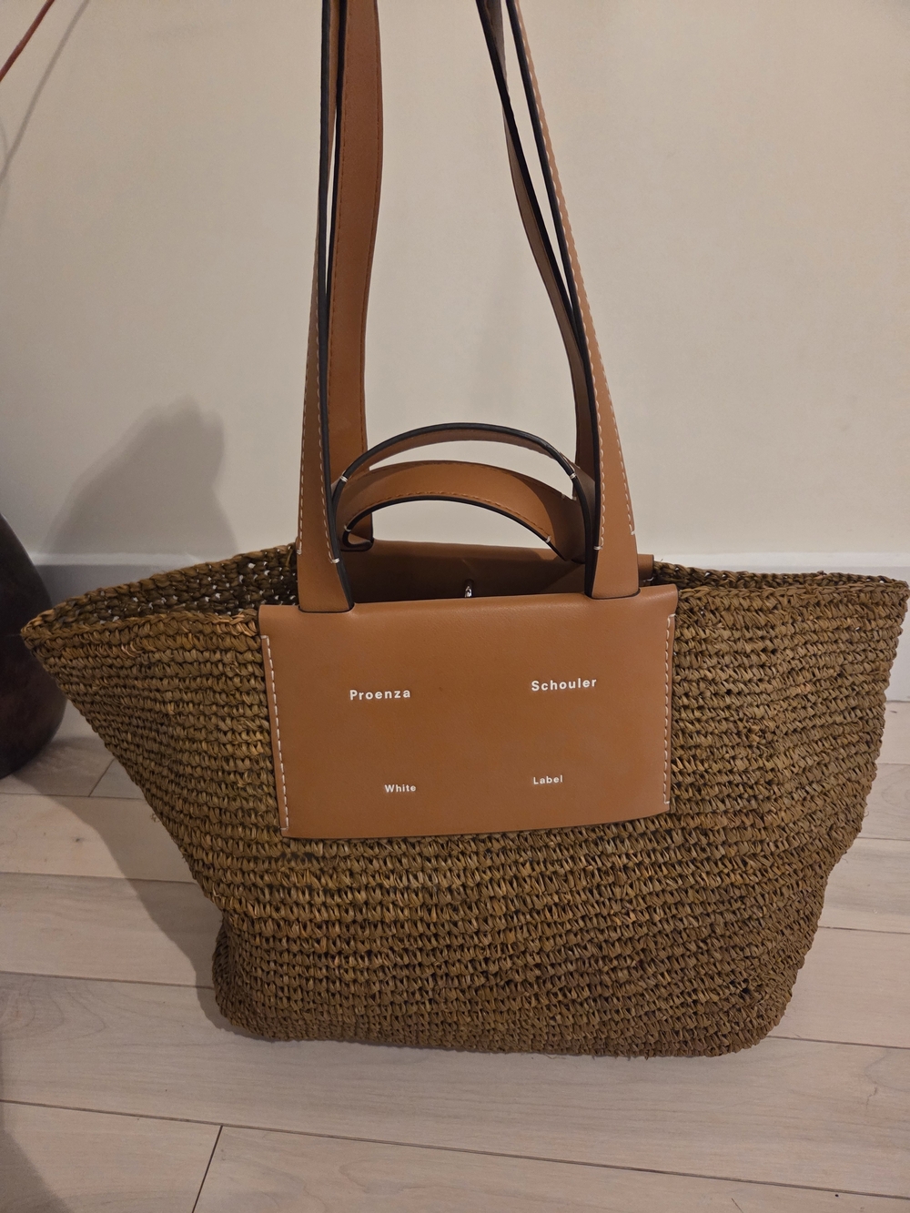 Proenza Schouler Brown Woven Tote with Tan Leather Panel - Picture 4 of 10